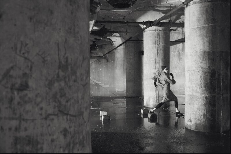 Person running in underground space