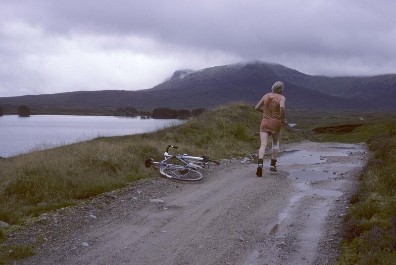 Person Running on Path — Gray
