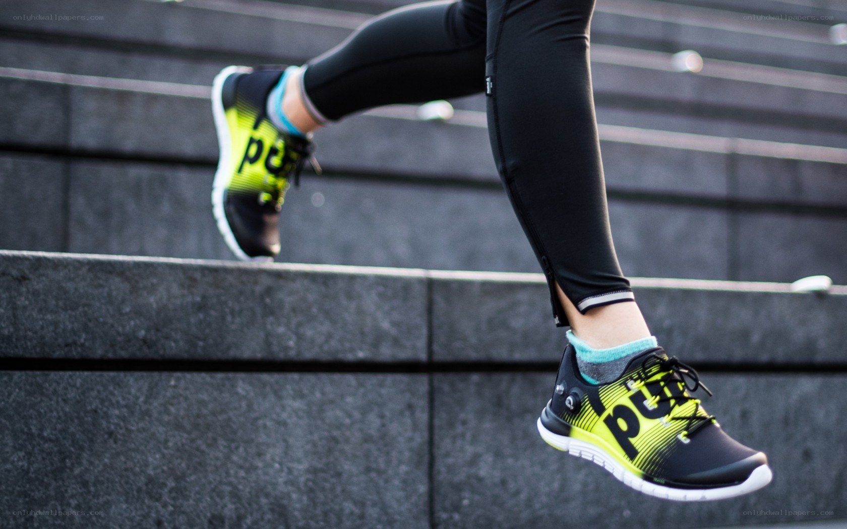 person running on stairs