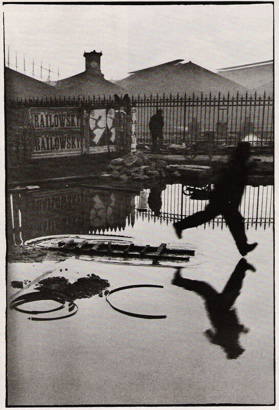 Person running through a flooded area