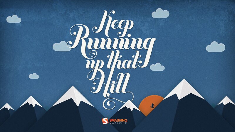 Person Running Up a Hill — Blue