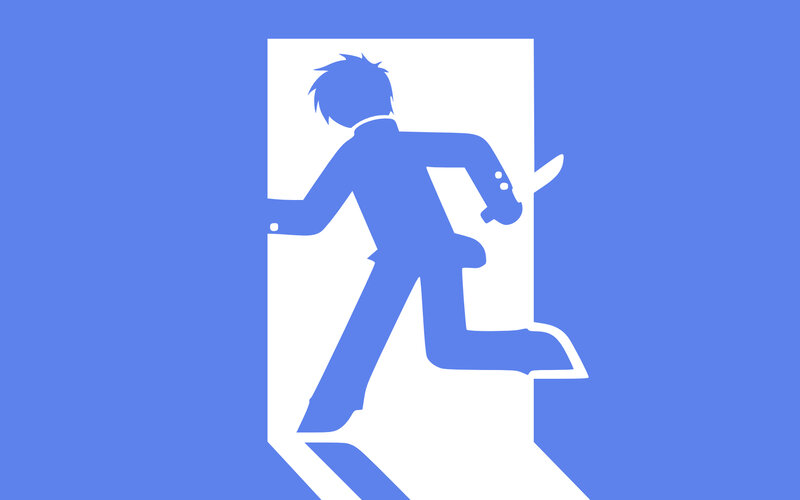 person running with knife