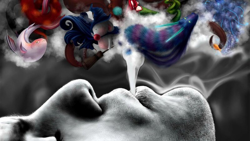 Person's Face with Smoke — Gray, Dreamy