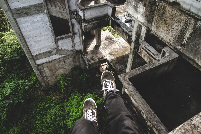 Person's Feet on Ruin