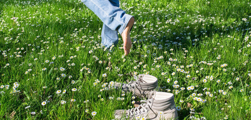 Person's Foot in Grass