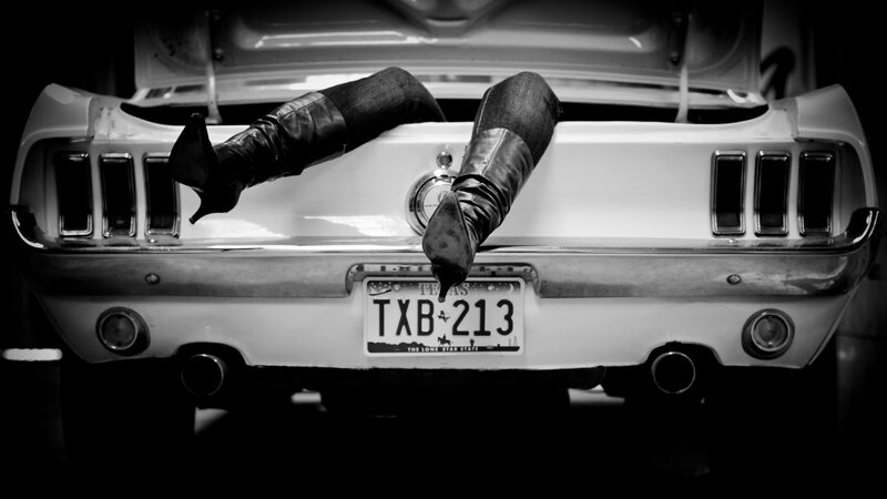 Person's Legs on Car — Black