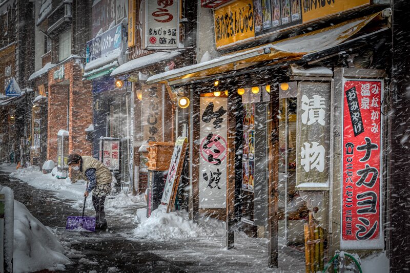 Person Shoveling Snow — White, Cold