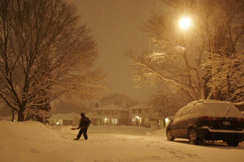 Person Shoveling Snow — White, Quiet