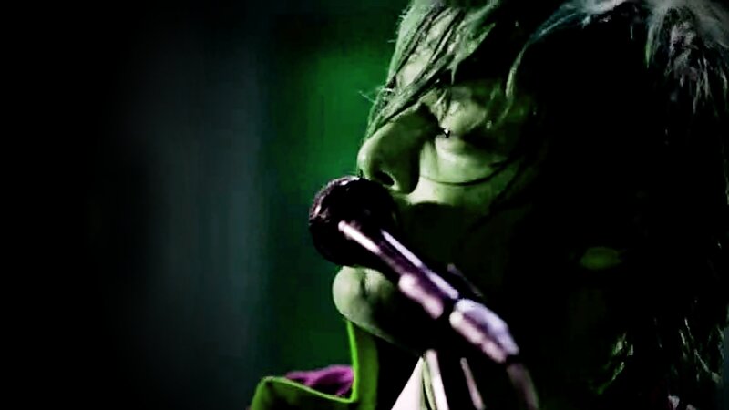Person Singing into Microphone — Green