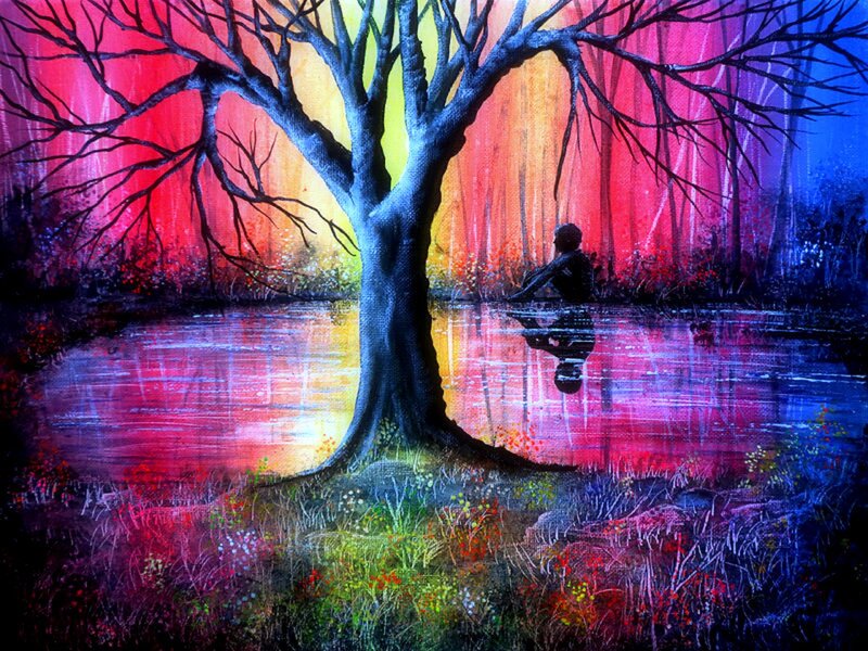 Person Sitting by Tree