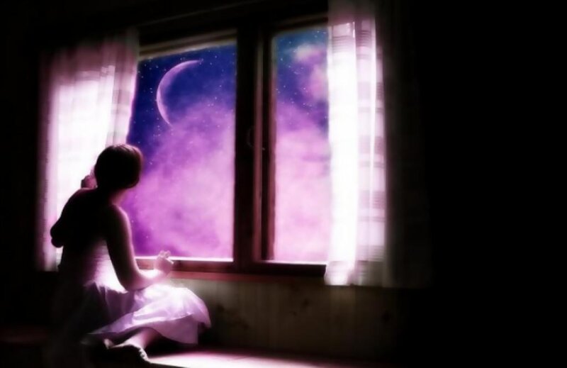 Person Sitting by Window — Purple
