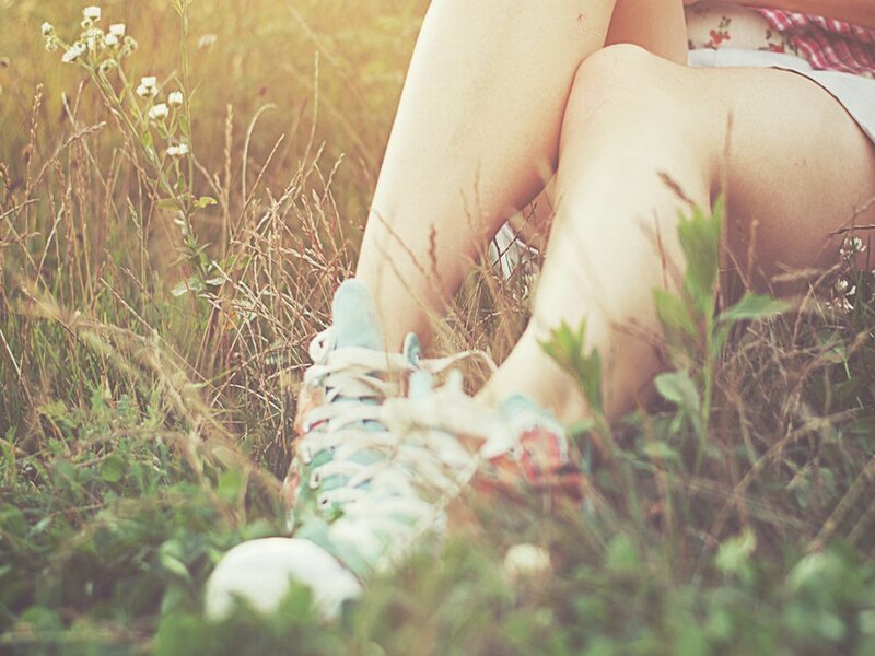 Person Sitting in Grass — Green