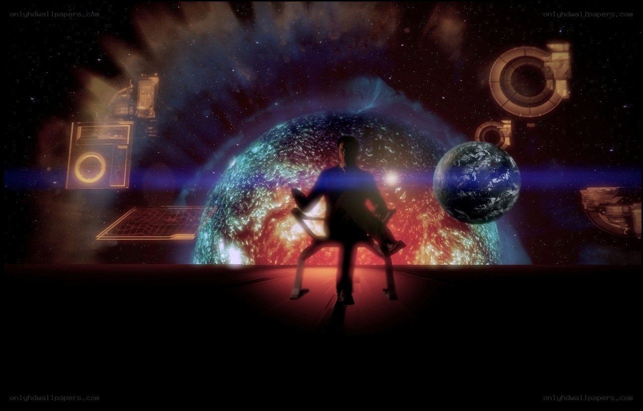person sitting in space
