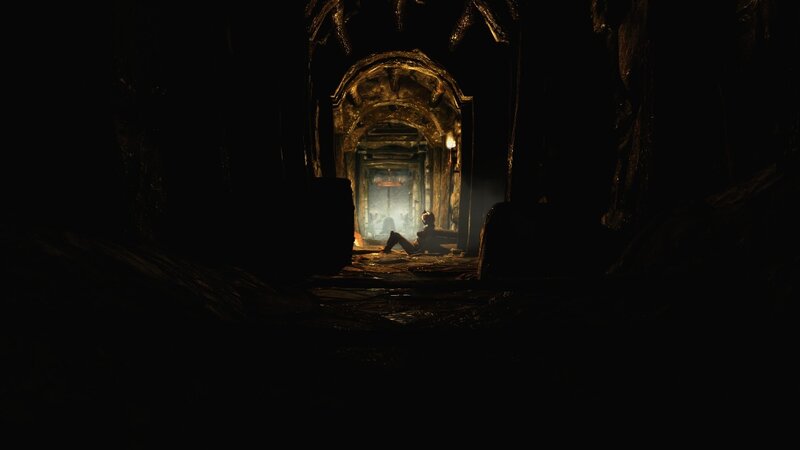 Person Sitting in Tunnel — Black