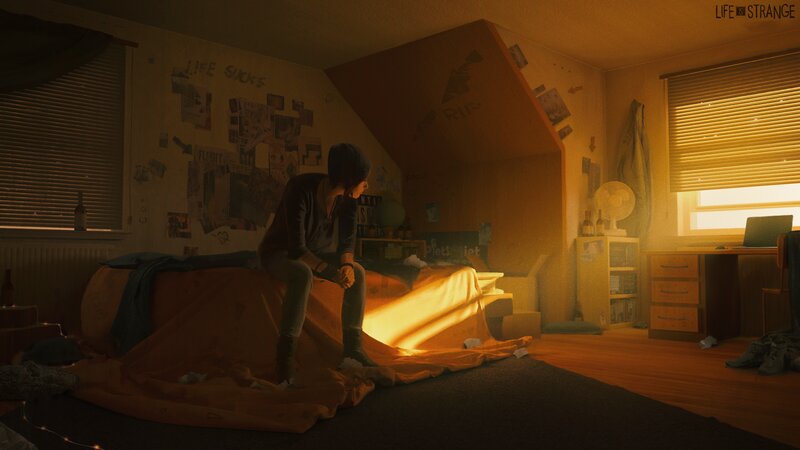 Person Sitting on Bed — Orange