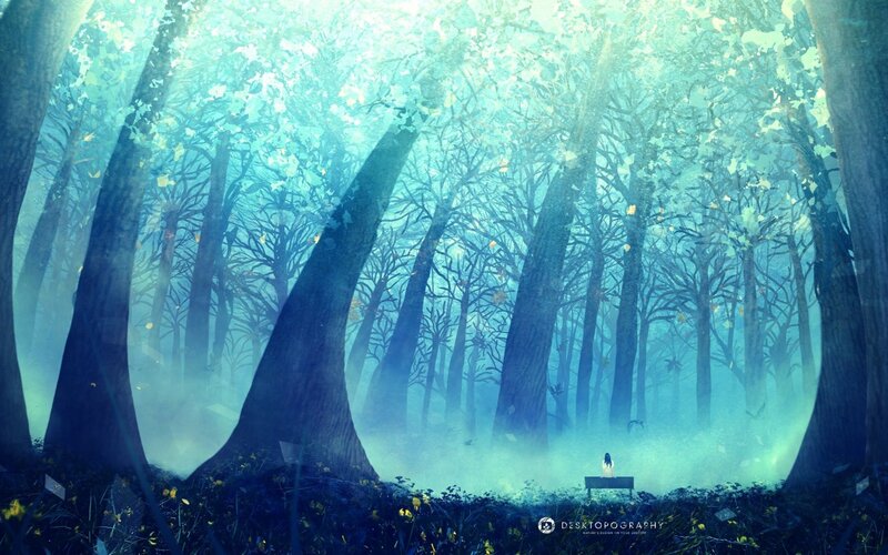 Person Sitting on Bench — Blue, Serene, Morning