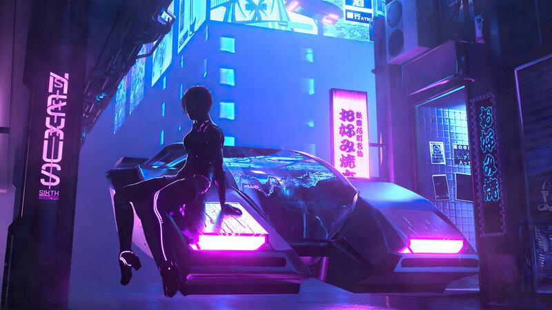 Person Sitting on Car — Purple