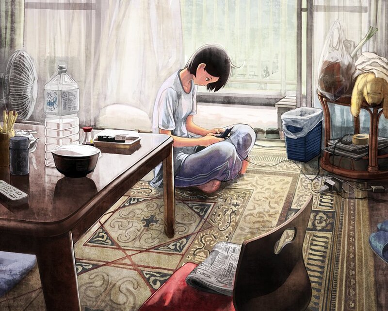 Person Sitting on Floor — Brown, Calm, Morning