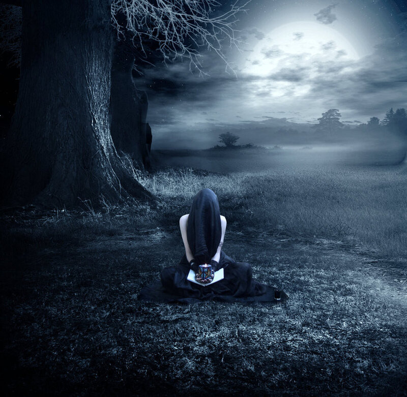 Person Sitting on Grass — Blue