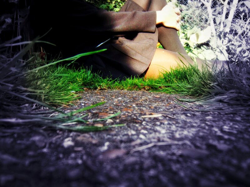 Person Sitting on Grass — Green, Natural