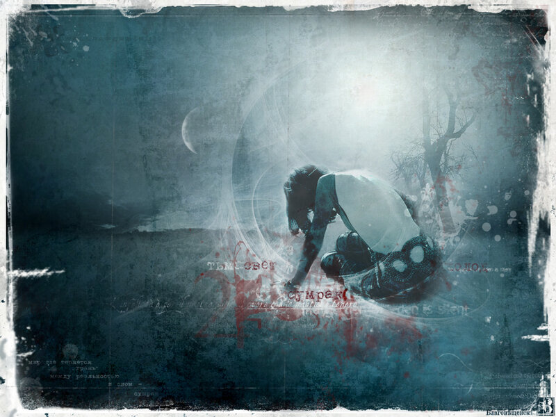 Person Sitting on Ground — Blue