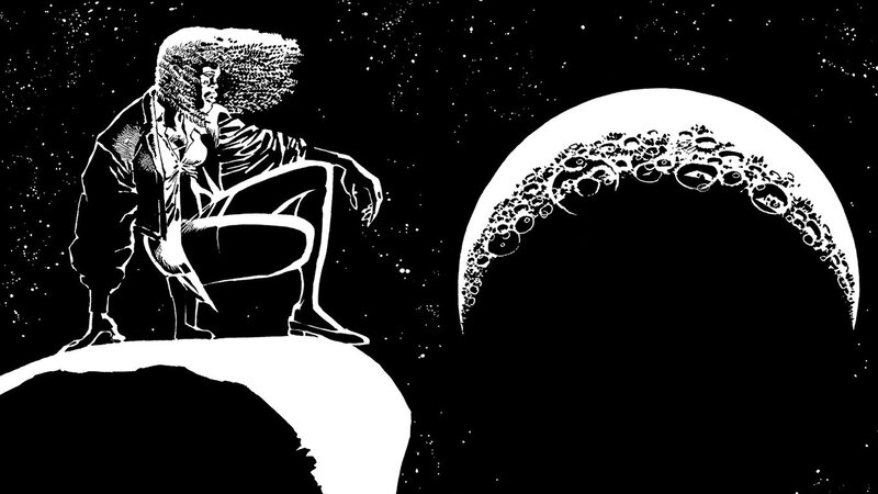 Person Sitting on Moon