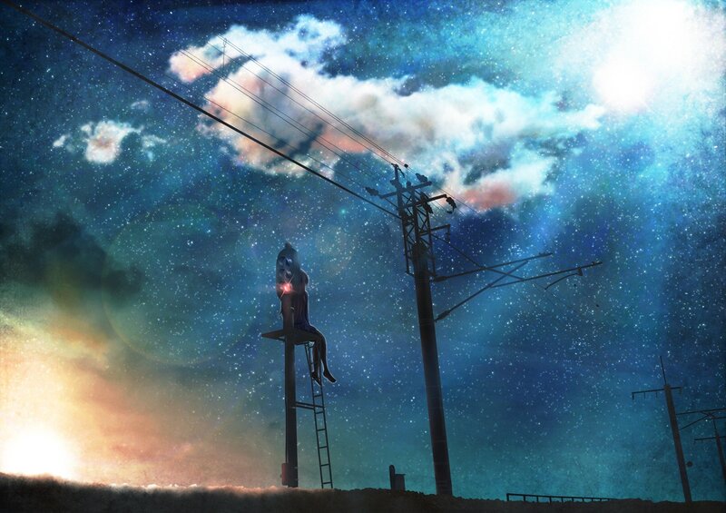 Person Sitting on Pole