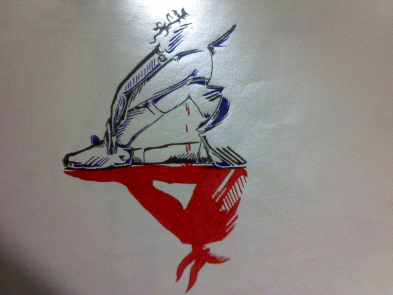 Person Sitting on Red Shape