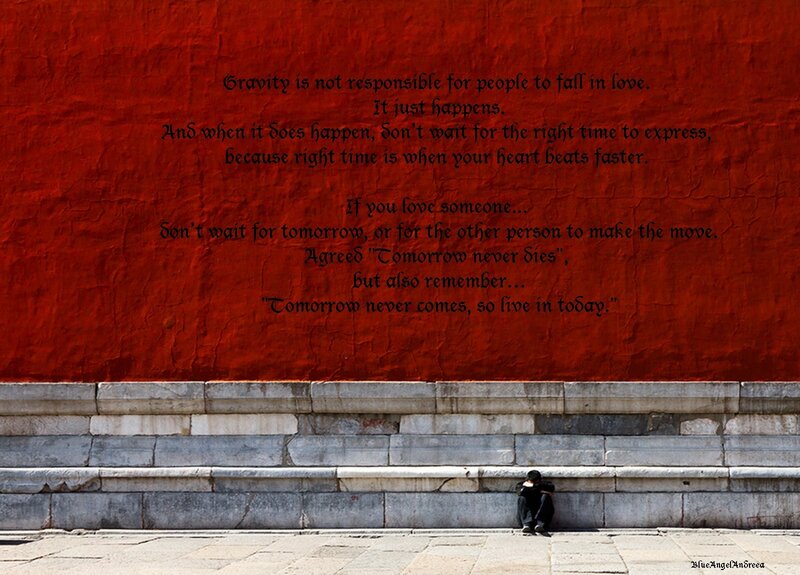 Person Sitting on Steps — Red, Reflective