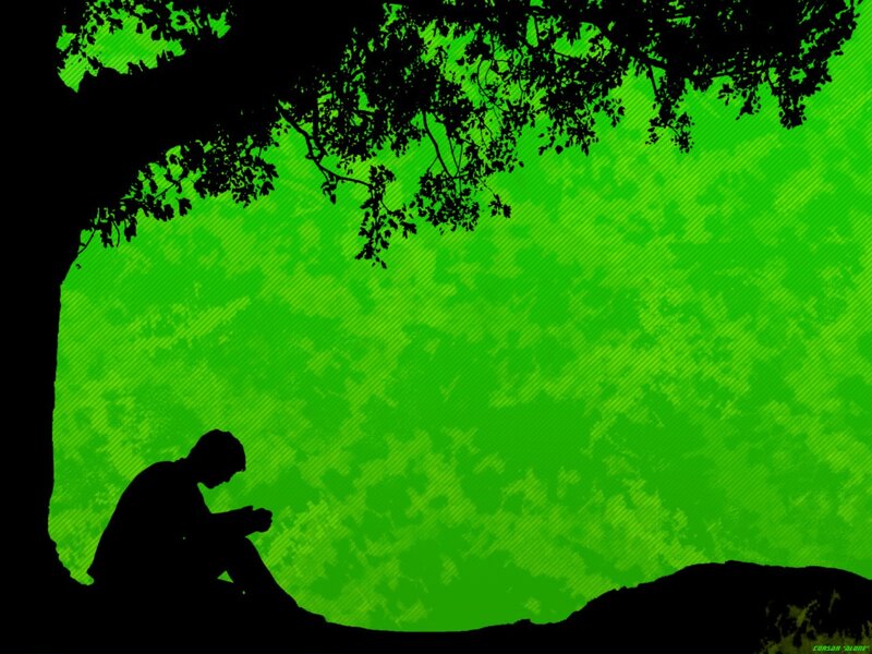 person sitting under a tree