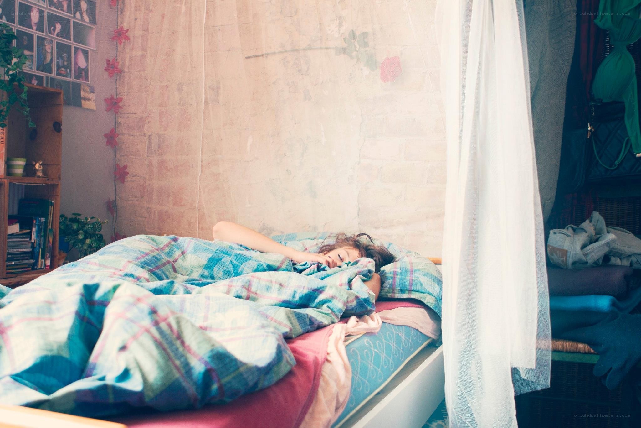 person sleeping in bed