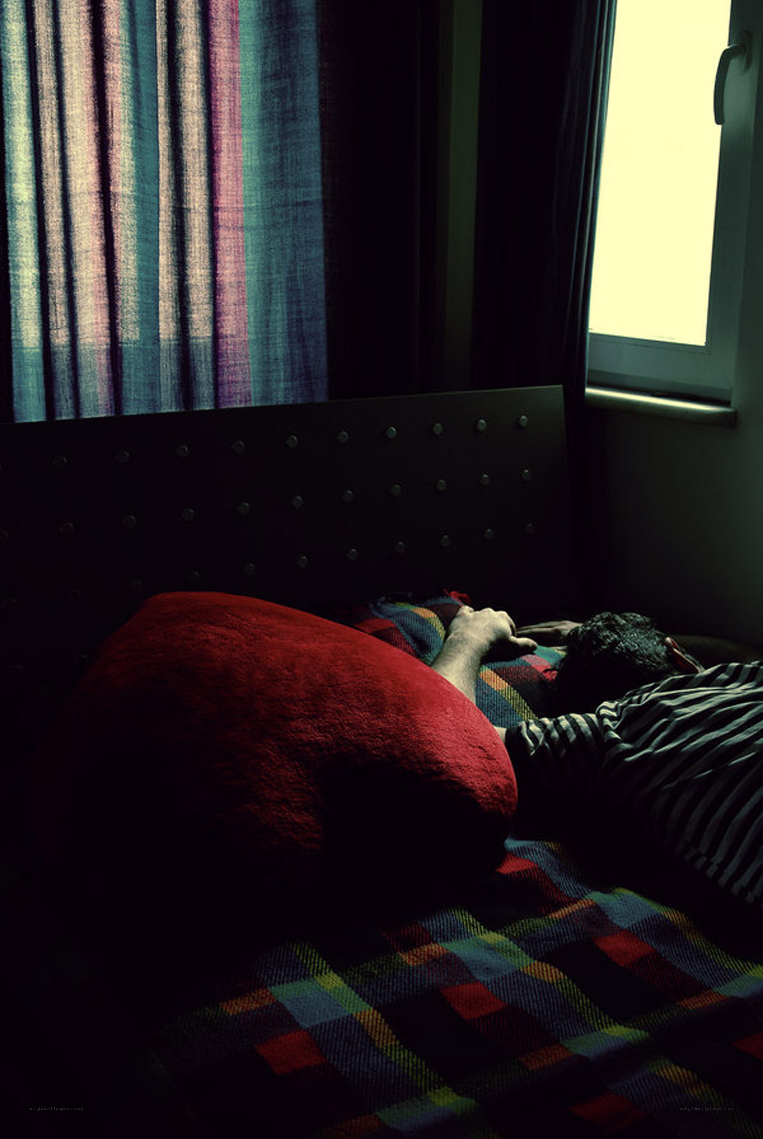 person sleeping in bed