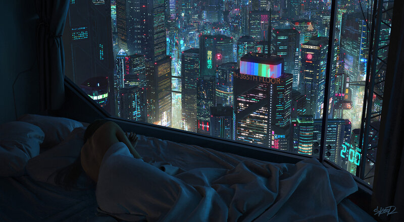 Person Sleeping in Bed — Blue, Nocturnal