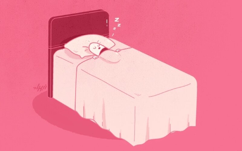 Person Sleeping in Bed — Pink, Calm