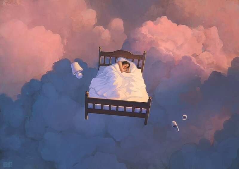 Person Sleeping in Bed — Pink, Serene