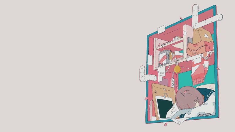 Person Sleeping in Cluttered Room — Pink