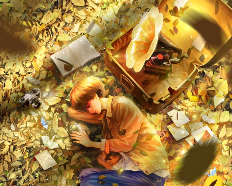 Person Sleeping in Leaves