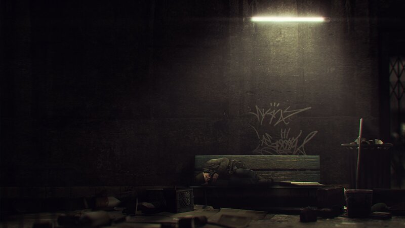 person sleeping on a bench