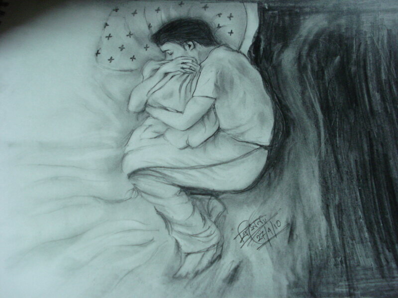 Person Sleeping on Bed — Black, Calm