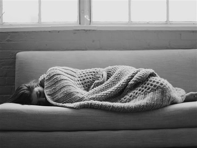 Person Sleeping on Couch — Black
