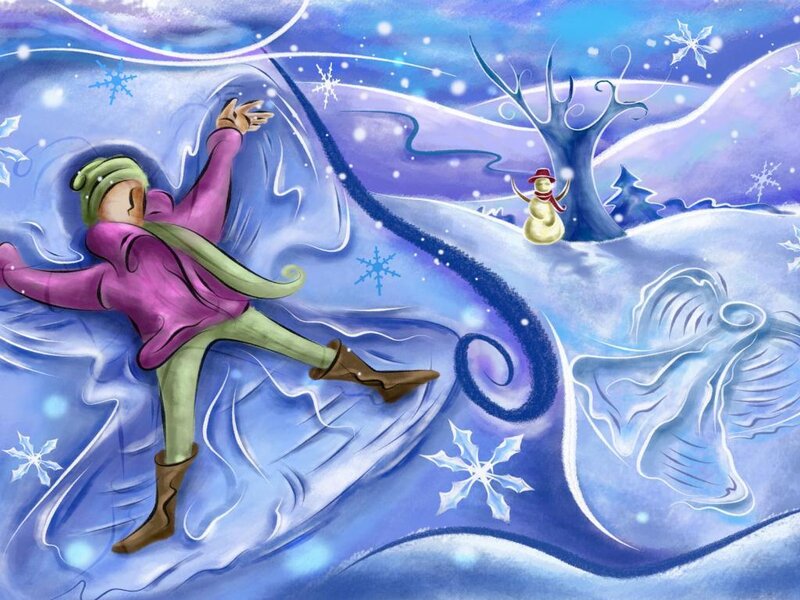 Person Sliding in Snow