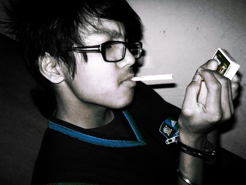person smoking cigarette