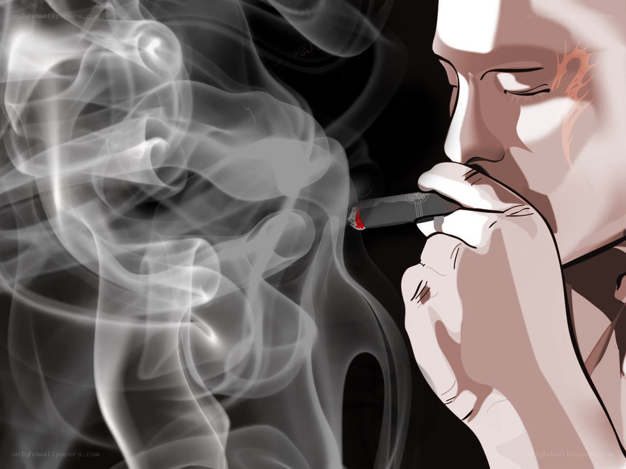 person smoking cigarette