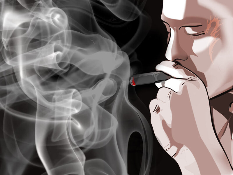 Person Smoking Cigarette — Black, Dramatic, Digital Art