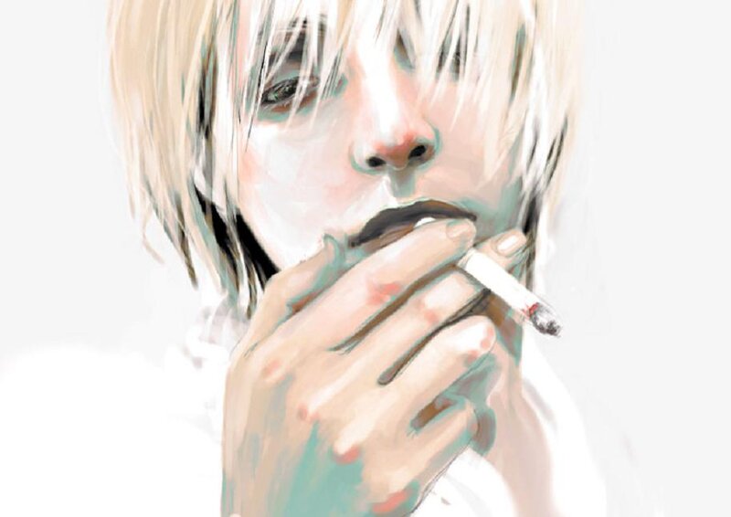 Person Smoking Cigarette — White