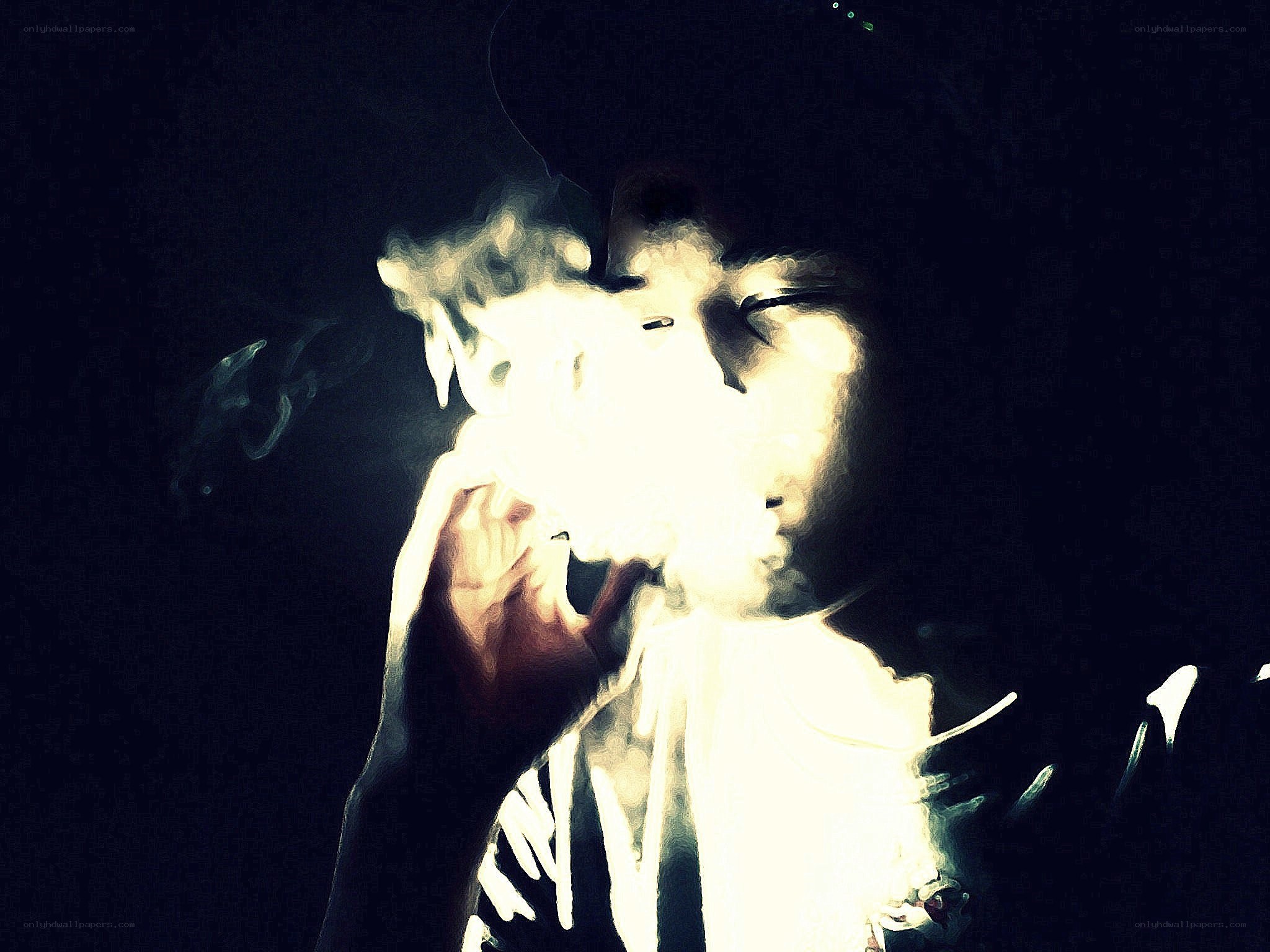 person smoking in dark