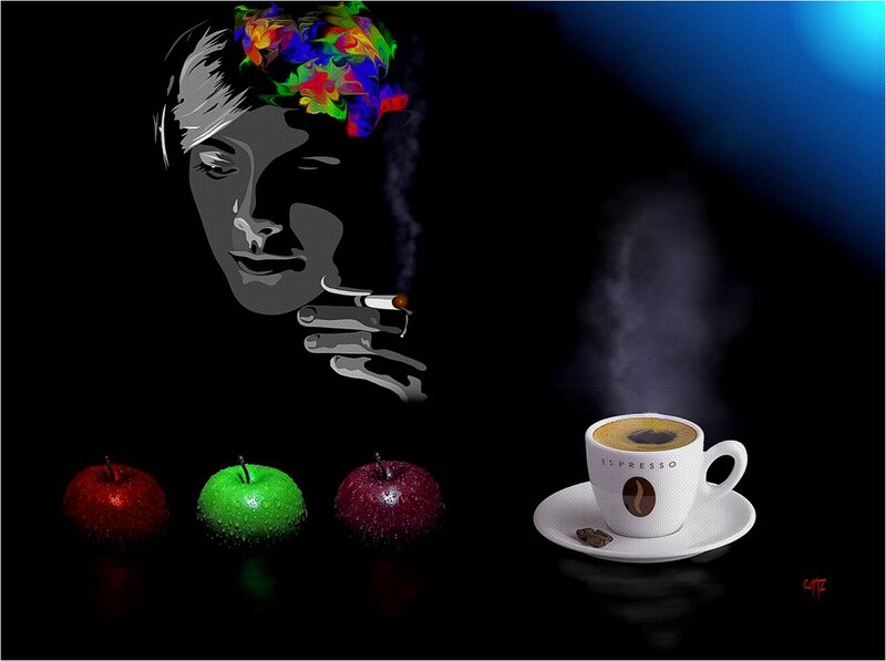 Person Smoking with Coffee