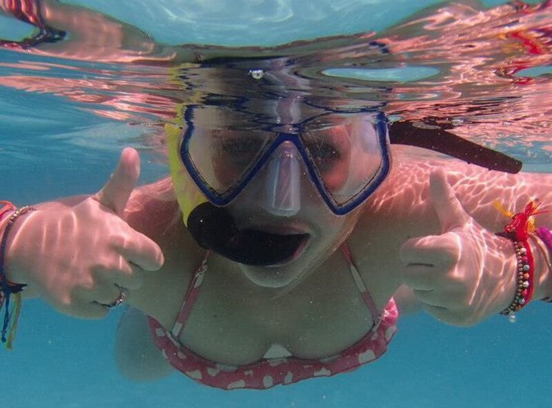Person Snorkeling Underwater — Blue, Playful