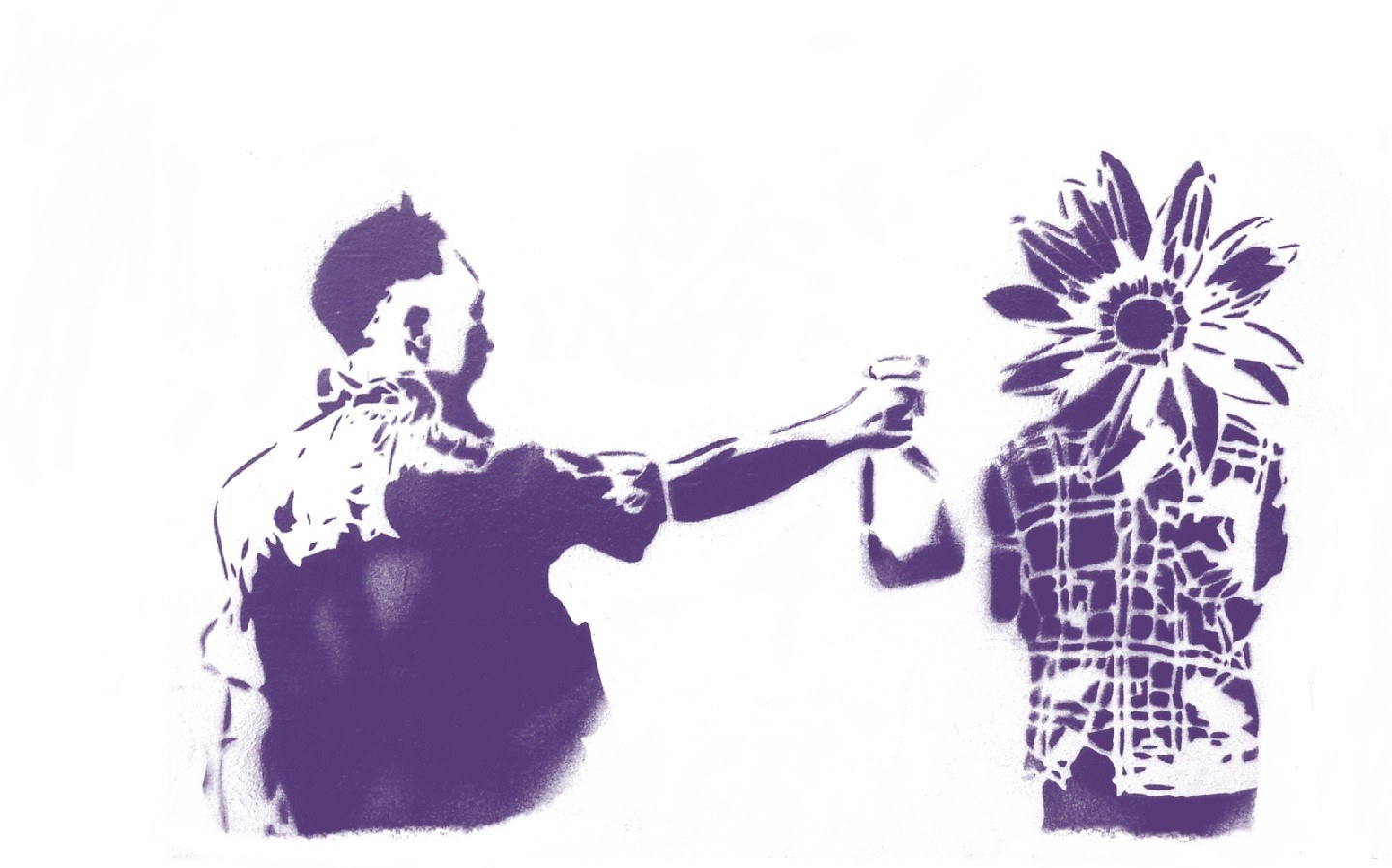 person spraying sunflower figure