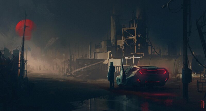 Person Standing by Car — Black, Dramatic, Night